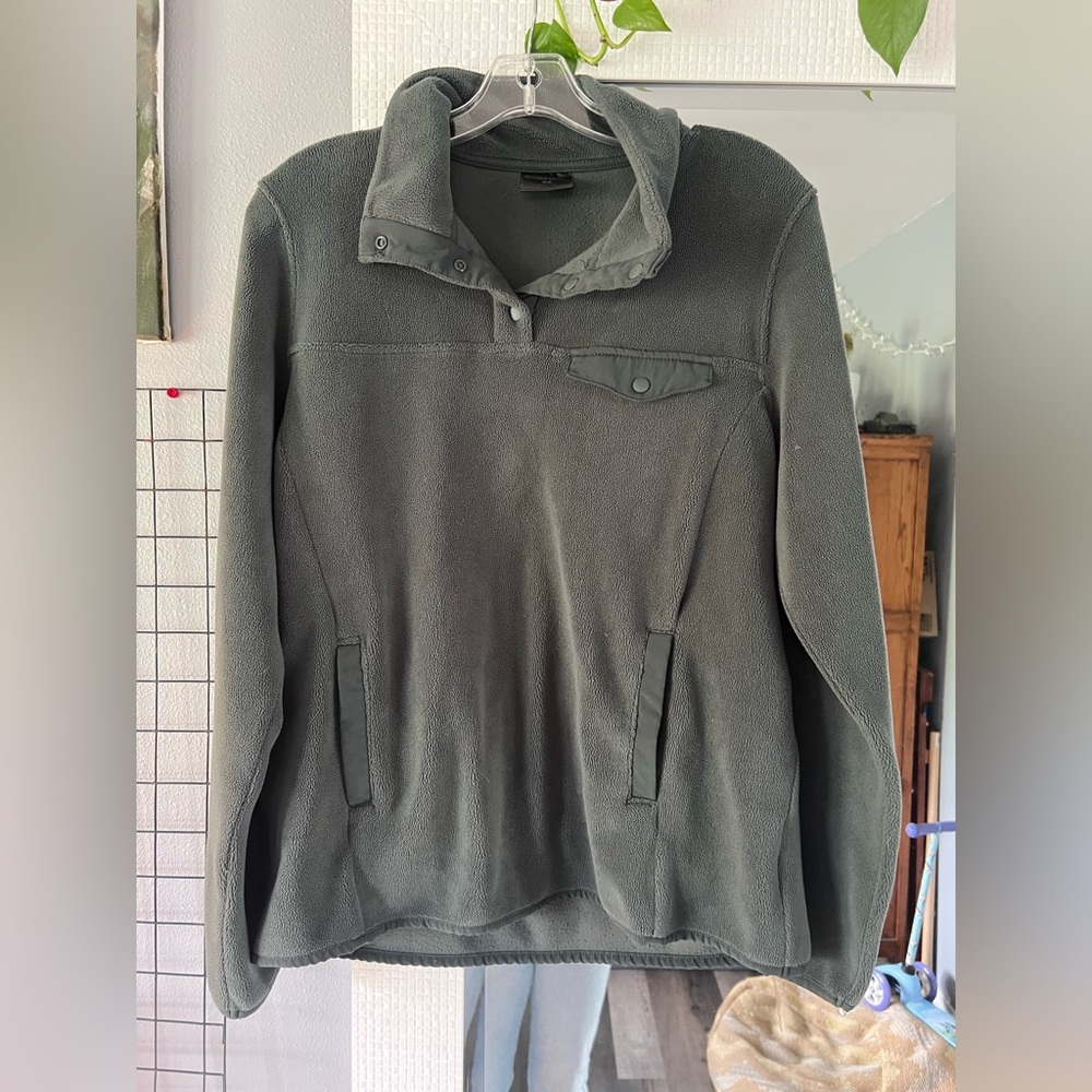 32° Heat Dark Green Fleece Quarter Button Up Pullover
